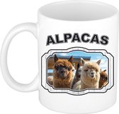 Dieren liefhebber alpaca mok 300 ml - kerramiek - cadeau beker / mok alpacas liefhebber
