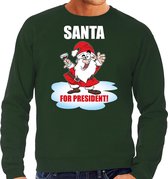 Santa for president Kerstsweater / Kersttrui groen voor heren - Kerstkleding / Christmas outfit XL