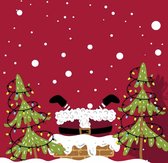 80x Kerst servetten rood met kerstman 33 x 33 cm - Kerstdiner tafeldecoratie versieringen - Papieren wegwerpservetten 3-laags
