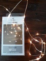 2 stuks - Lichtsnoer – Zilverdraad – 40 LED lampjes – Lengte 2 meter – Warm White - Kerstverlichting