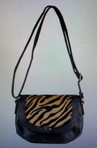 Schoudertas - met zebra print- zwart