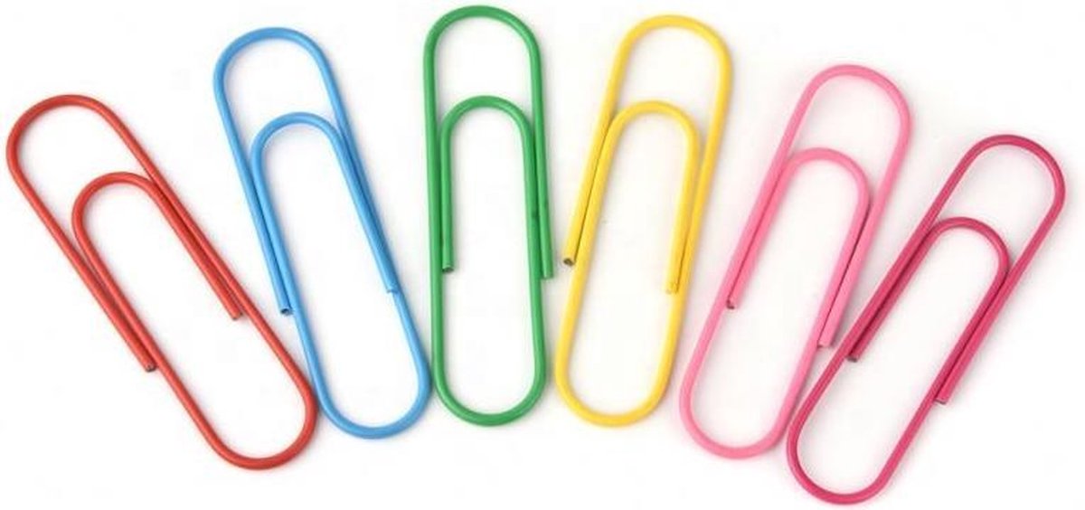Gekleurde paperclips - doosje 50 stuks - Merkloos - 50x paperclip klein