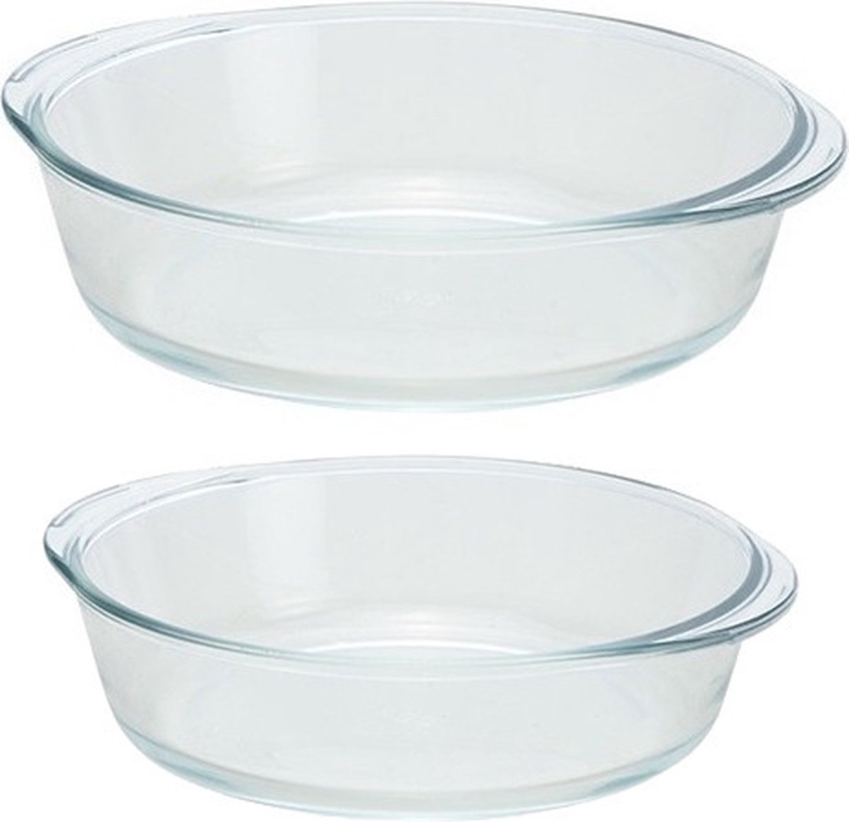 Glazen ovenschalen set van 2x stuks - 21 cm en 26 cm - 1.5 en 2.1 liter inhoud - Ronde serveer schalen