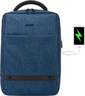 15 inch laptop rugzak met USB poort - middelbare schooltas - werktas - David Jones - blauw