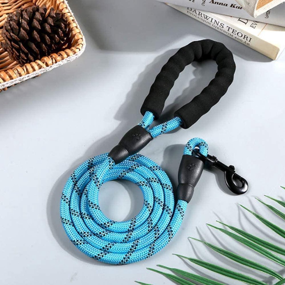 Bol.com Reflecterende Hondenriem - Nylon Hondenlijn – Honden Riem met Soft Handvat – Blauw – 150CM aanbieding