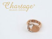 Chartage elastische rosé gouden ring met kristallen