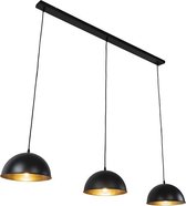QAZQA magnax - Industriele Hanglamp eettafel voor boven de eettafel | in eetkamer - 3 lichts - L 138 cm - Zwart Goud - Industrieel - Woonkamer | Slaapkamer | Keuken