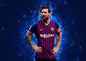 ? FC Barcelona • Lionel Messi 1 Canvas 90x60 cm • Foto print op Canvas schilderij ( Wanddecoratie woonkamer / slaapkamer / keuken / kantoor / bar / restaurant ) / Voetbal Canvas Schilderijen / Poster