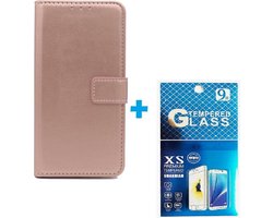 Portemonnee Book Case Hoesje + 2x Screenprotector Glas Geschikt voor: Huawei P Smart Z / Honor 9X -  rose goud