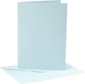 Kaarten en enveloppen, afmeting kaart 12,7x17,8 cm,  220 gr, lichtblauw, 4sets, afmeting envelop 13,3x18,5 cm