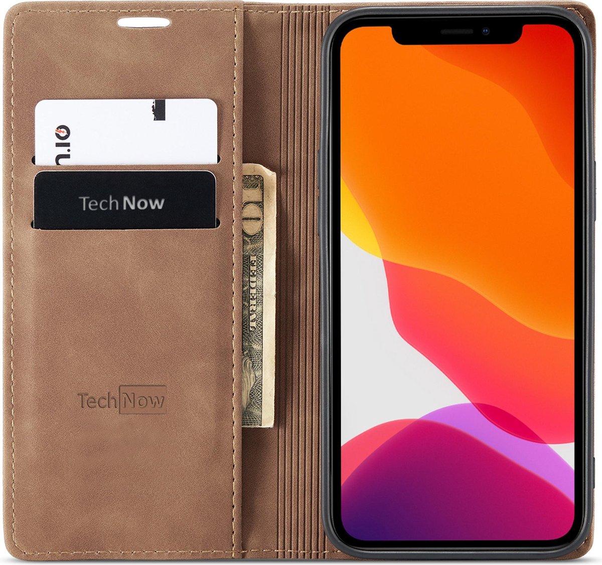 Hoesje geschikt voor iPhone 12 en iPhone 12 Pro - Book Case Leer Slimline - Bruin