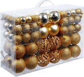 Christmas gifts Kerstballen set - 100 ballen - Plastic / Kunststof - Goud