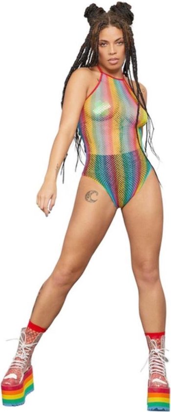 Fever - Rainbow Fishnet Bodysuit - Regenboog