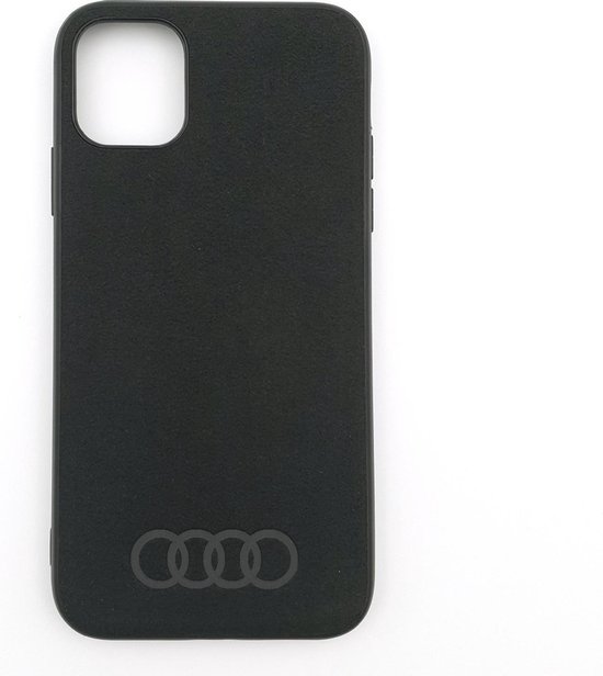 bol.com | Audi Alcantara telefoonhoesje geschikt voor Iphone 11 - Zwart  Leren Suède Case