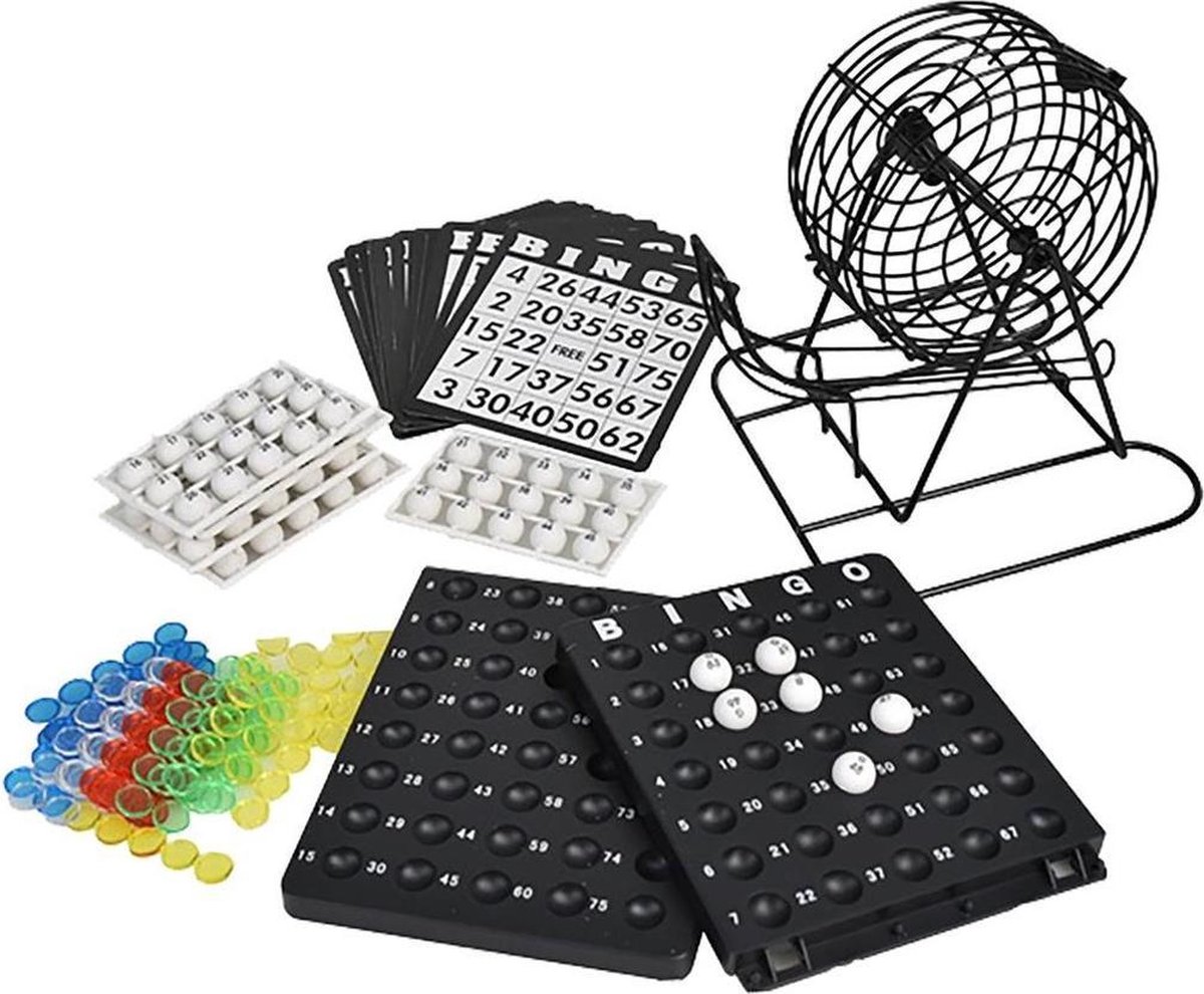 Afbeelding van product Merkloos / Sans marque  Bingo spel zwart/wit complete set 19 cm nummers 1-75 - Bingospel - Bingo spellen - Bingomolen met bingokaarten - Bingo spelen