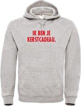 Kerst hoodie grijs Ik ben je kerstcadeau - soBAD. | Kersttrui soBAD. | kerstsweaters volwassenen | kerst hoodie volwassenen | Kerst outfit | Foute kerst truien