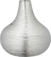 Matte zilveren ronde bloemenvazen keramiek 18 x 17 cm - Zilver - Vazen/vaas - Boeketvazen