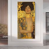 Allernieuwste Canvas Schilderij Gustav Klimt Judith En Holofernes of Judith I - Kunst - 60 x 120 cm - Goud Kleur