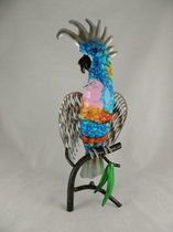 Decoratief Beeld - Kakatoe Op Tak Zittend - Metaal - Sampaguita - Multicolor - 16 X 20 Cm