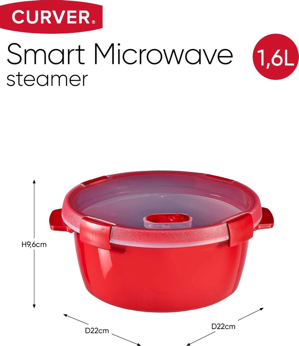 Curver Smart Microwave Steamer - 1,6L + Stoomtray - Rood | bol.com