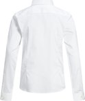 Arrière d'une chemise blanche à manches longues avec fermeture boutonnée.