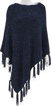 Dielay - Poncho met Franjes - 65x65 cm - Blauw