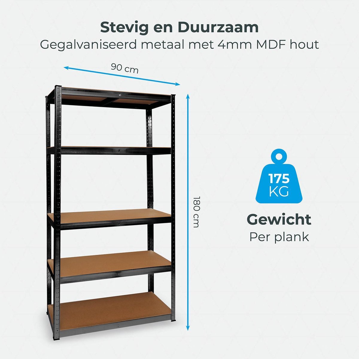 AR Shelving Stellingkast - 180x90x40cm - Draagkracht 175kg - Antraciet