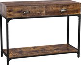 MIRA Home - Bijzettafel - 2 Lades - Vintage - Dressoir industrieel - Bruin - 100x35x80