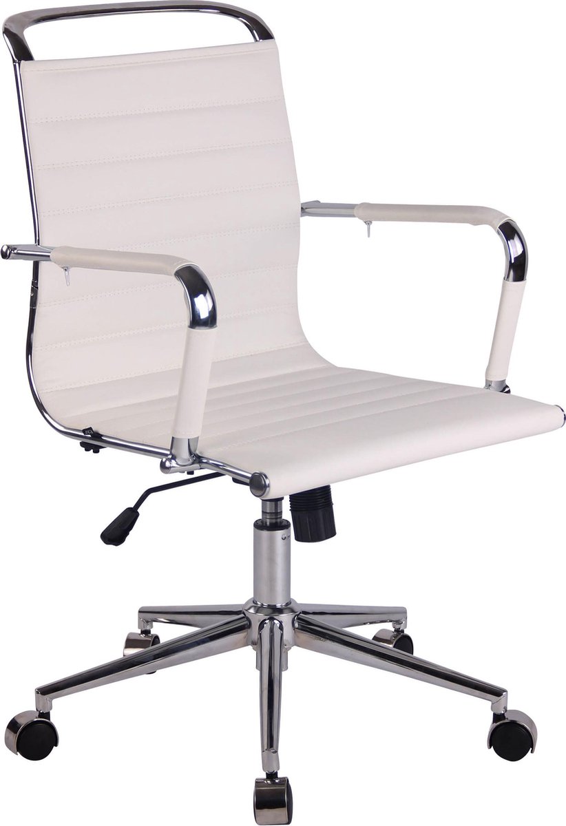 Bureaustoel - Stoel - Modern - In hoogte verstelbaar - Kunstleer - Wit - 57x62x103 cm