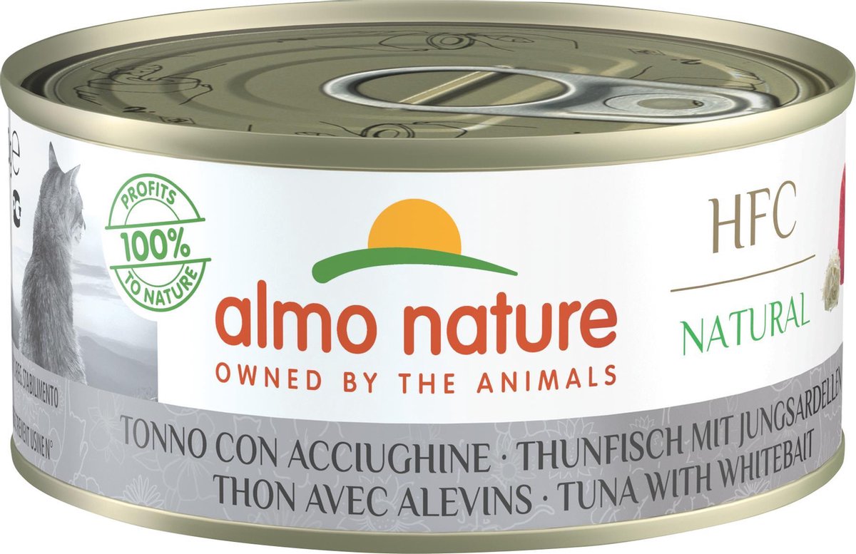 Almo Nature HFC Natural Natvoer voor Katten - 24 x 150g - Tonijn en Jonge Ansjovis - 24 x 150 gram