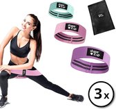 Stevige Weerstandsbanden Shape It Up CANDY Color Resistance Band Set Inclusief Draagtasje - 3x Fitness Elastiek, Sport Elastiek Banden, Weerstandsband, Fitness Band - Groen, Roze E