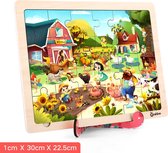 Onshine - 24 stukjes hoge kwaliteit lasergesneden houten puzzel met een leuke standaard - Motto: Oom Jack's Boerderij - kinderpuzzel - educatief speelgoed voor kinderen