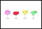 Poster Vier Cocktails - 50x70cm - Poster Cocktails - WALLLL