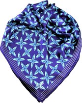 Josi Louis 100 % Zijden sjaal - Vis - Blauw - vierkant 60×60 cm -  luxe zacht zijden sjaal