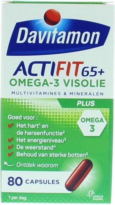 Davitamon Actifit 65+ Omega-3 Visolie - Multivitamine voor 60 plussers - 80  stuks - | bol.com