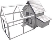 Bol.com Flamingo Kippenhok Castle Cottage - 159 x 158 x 113 cm - Ruim Grijs Houten Hok met Buitenren en Legnest - Ruim veilig en... aanbieding