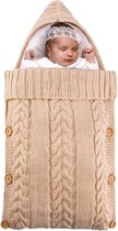 BonBini's® baby voetenzak - babyvoetenzak - wandelwagenvoetenzak - babydekentje met knopen - babydekentje met knopen - 75 x 35 cm - 0-3 maanden - Creamy Brown