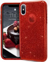 Apple iPhone XS Max hoesje - Rood - Glitter - Soft TPU