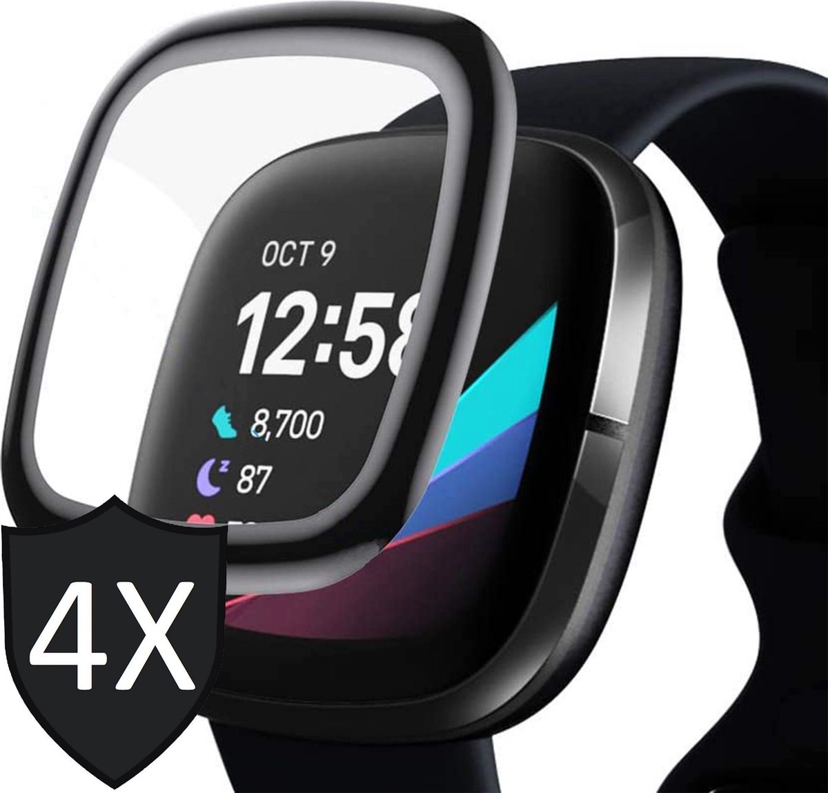 Screenprotector geschikt voor Fitbit Sense - Full Screen Protector - 4 Stuks