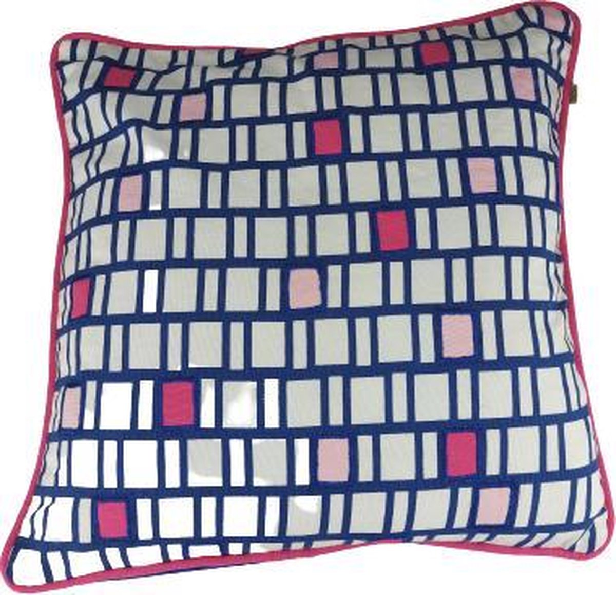 Dutch Decor sierkussenhoes SEPPE - Blauw / Fuchsia - 45 x 45 cm - Polyester - Vierkant