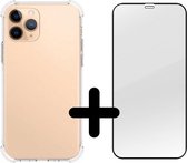 Shop4 - iPhone 12 Hoesje + Edge-To-Edge Screenprotector - Zachte Back Case Drop Proof Transparant