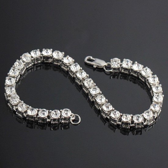 Tennis Armband met Diamantjes (Zirkonia) - Zilver kleurig - 5mm - Heren  Armband -... | bol
