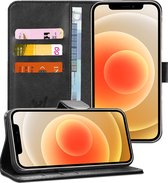 iPhone 12 Hoesje - Book Case Leer Wallet Cover Portemonnee Pasjeshouder Hoes Zwart