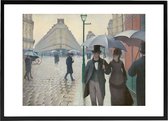 Poster Straat in Parijs - Caillebotte - 50x70 - Kunst - Rue de Paris - Met ingebouwde passe partout