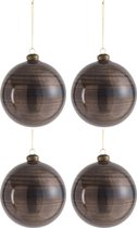 J-Line Doos Van 4 Kerstbal Glas Antiek Bruin Large