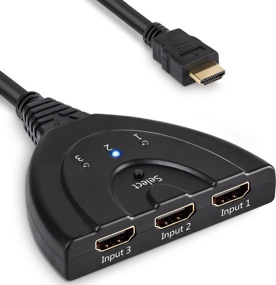 MMOBIEL HDMI Switch - 3 In naar 1 Uit - 1080p - Full HD - Pigtail - Indicatie LED