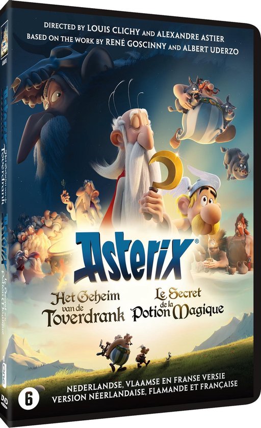 Asterix & Obelix, Getafix, Dogmatix en andere personages in een animatie van de film 'Asterix en het Geheim van de Toverdrank'.