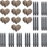Darts Set 10 sets (30 stuks) - darts flights - grey dot - plus 10 sets (30 stuks) medium - darts shafts