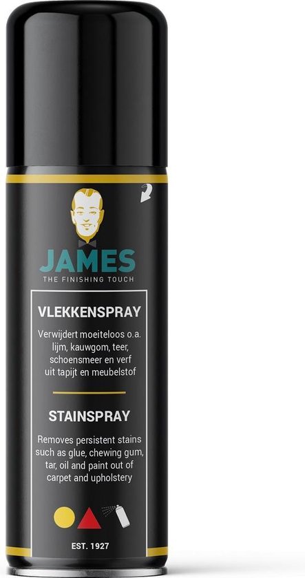 James Vlekkenspray - Verwijdert schoensmeer, vet, olie, verf en lijmresten op tapijt, karpet en meubelstof -