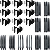 Dragon darts 10 sets (30 stuks) XQMax - darts flights - zwart-wit - plus 10 sets (30 stuks) medium - darts shafts
